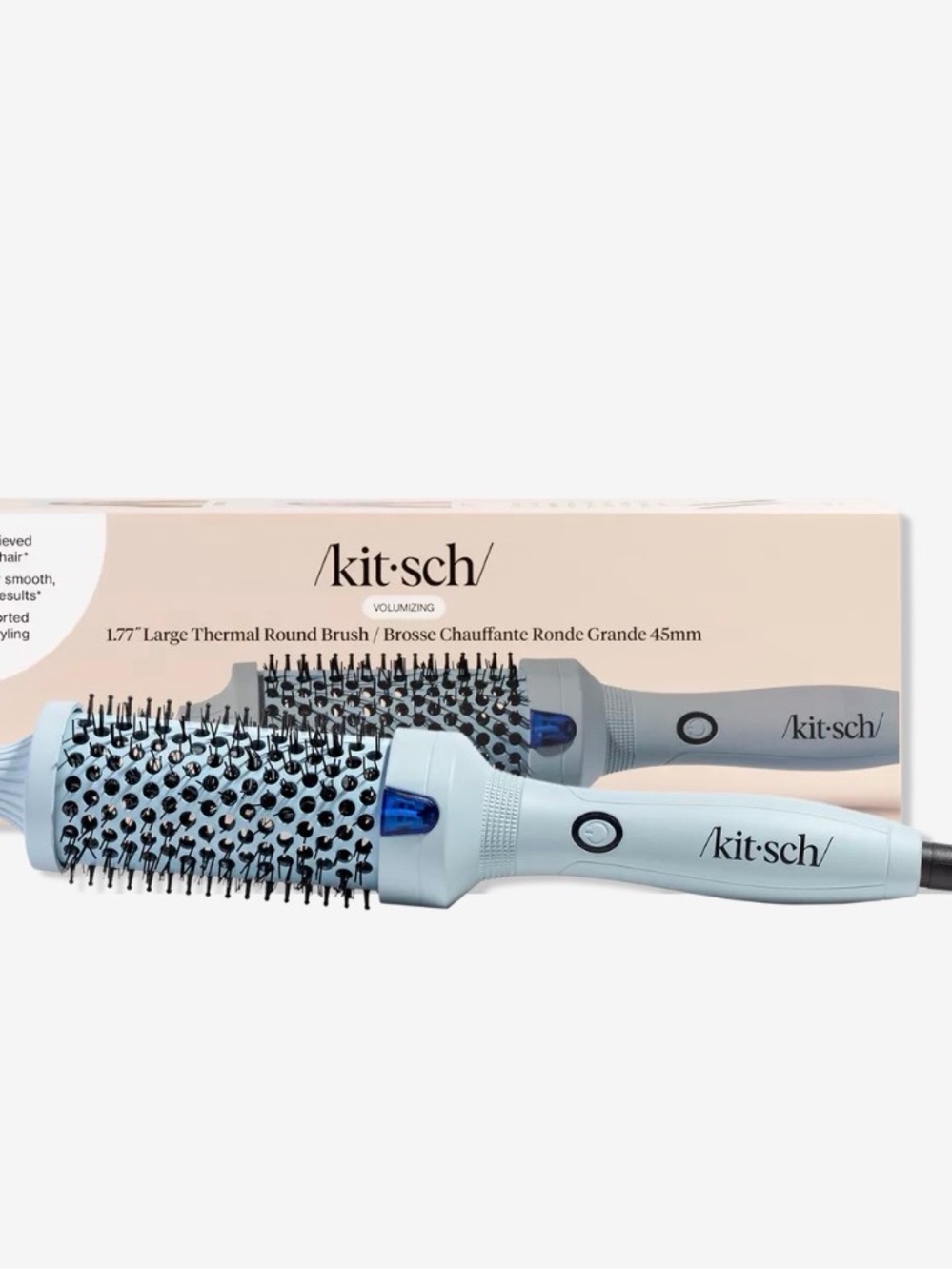 Kitsch Light Blue Large Thermal Round Brush with Black Bristles